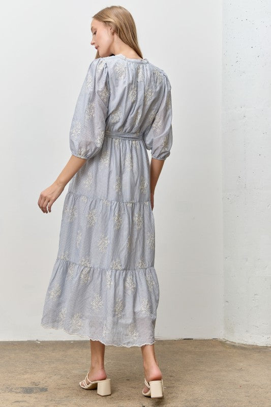 Leah Sky Blue Striped Dress