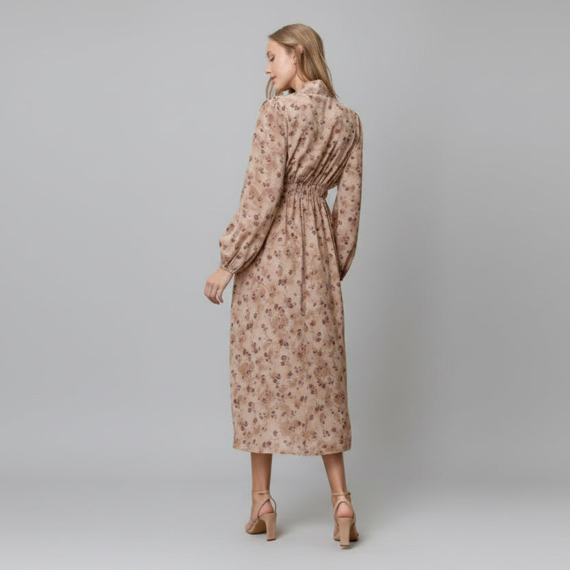 Elizabeth Floral Tan Dress
