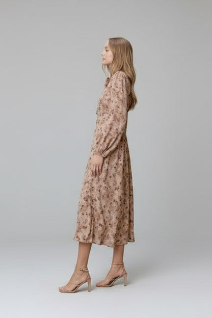 Elizabeth Floral Tan Dress