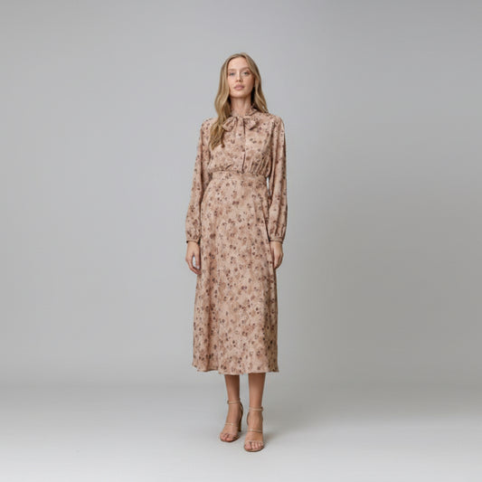 Elizabeth Floral Tan Dress