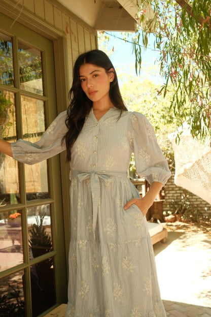 Leah Sky Blue Striped Dress