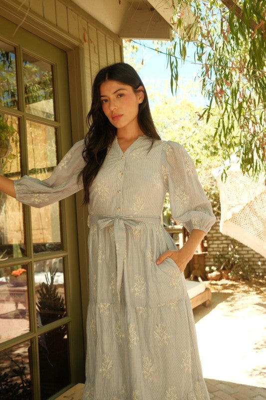 Leah Sky Blue Striped Dress