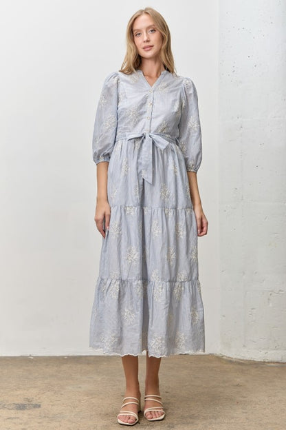 Leah Sky Blue Striped Dress