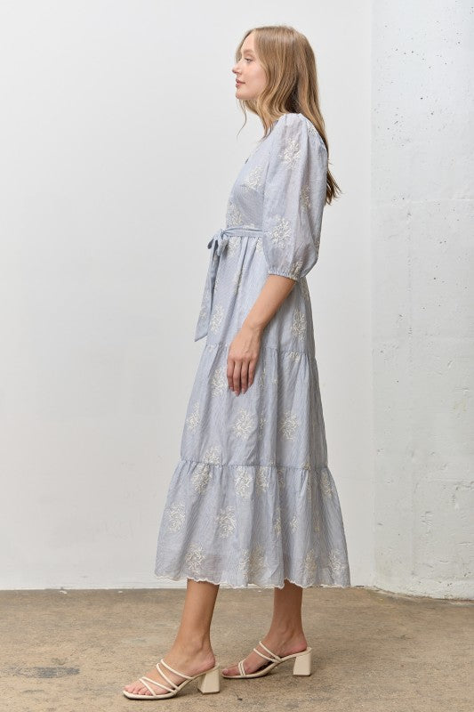 Leah Sky Blue Striped Dress