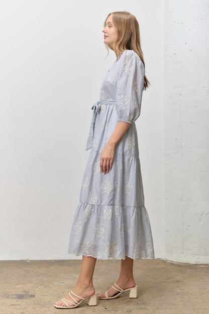 Leah Sky Blue Striped Dress