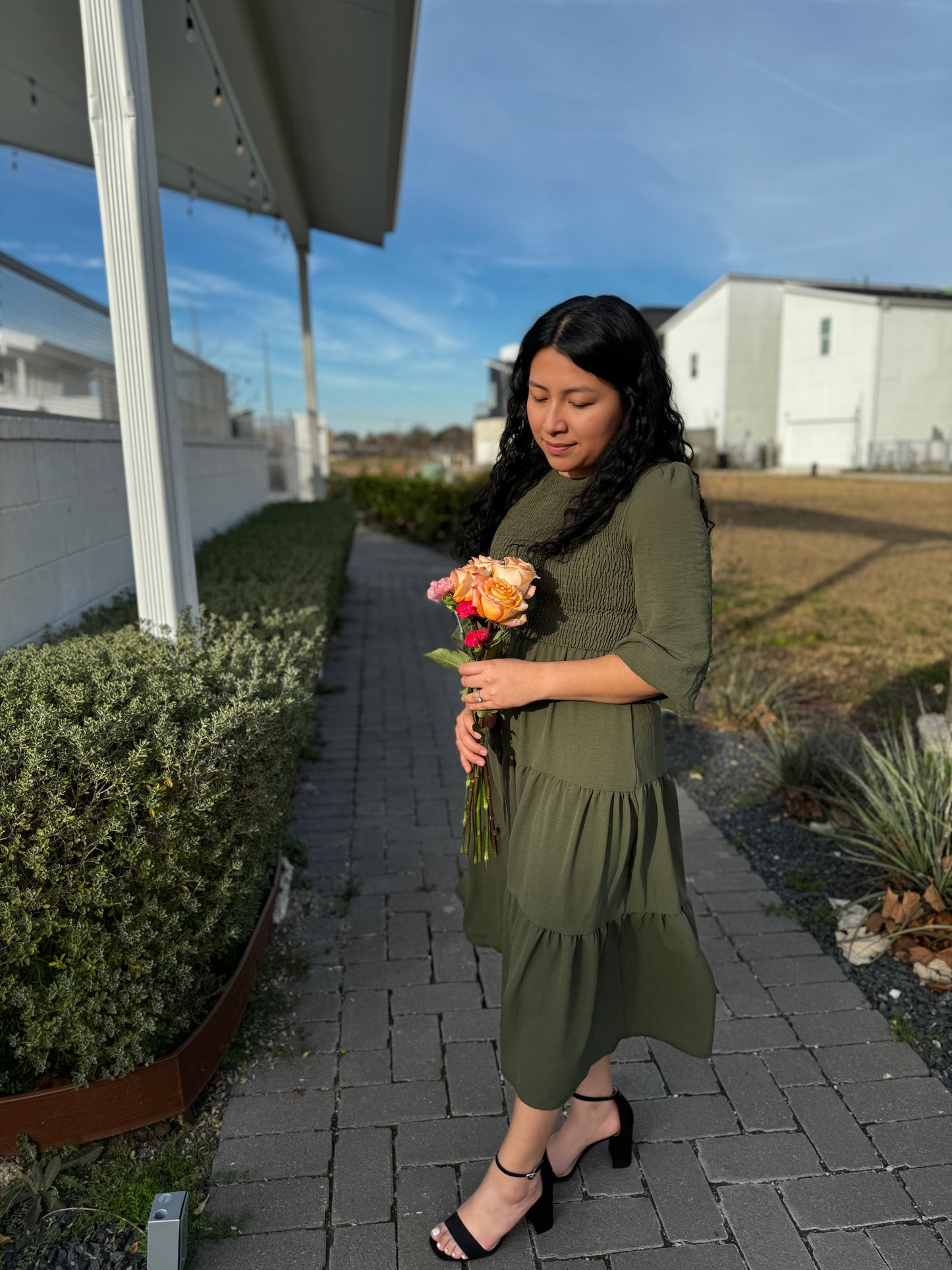 Olive Green Midi Dress